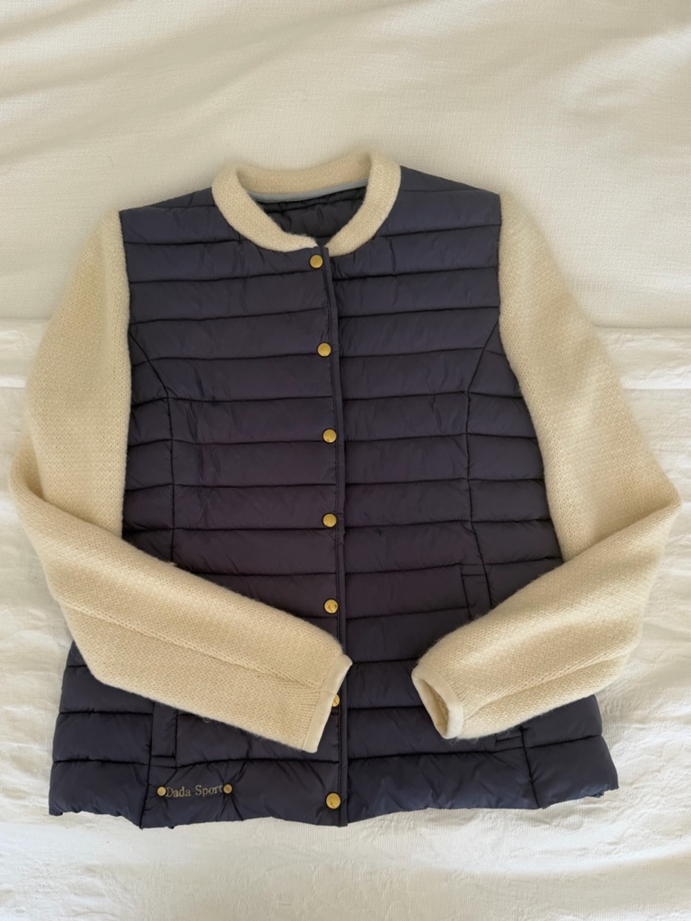 Dada Sport Quilted Jacket in Deep Navy with Cream Label